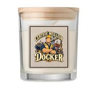 Bougie Parfumée Vanille Certifié meilleur docker | Verre 8,5 cm Couvercle Bambou et Boîte Cadeau | Déco Salon Chambre Détente | Idée Cadeau Crémaillère Noël
