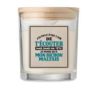 Bougie Parfumée Vanille J'ai peut-être l'air de t'écouter mais dans ma tête je pense qu'à mon bichon maltais J'ai peut-être l'air de t'écouter mais je ne pense qu'à - Activité