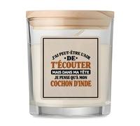 Bougie Parfumée Vanille J'ai peut-être l'air de t'écouter mais dans ma tête je pense qu'à mon cochon d'inde J'ai peut-être l'air de t'écouter mais je ne pense qu'à - Activité