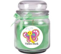 Bougie parfumée Verre à bonbons Design : Merci, Coco ( vert ) - 300g