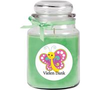 Bougie parfumée Verre à bonbons Design : Merci, Coco ( vert ) - 500g