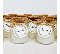 Bougie parfumées - 12 PCS lot de bougies MERCI - Cire de soja naturel | Petit cadeau invites mariage, bapteme, anniversaire, bougie noel, cadeau nounou - Alternative dragees mariage | TE Whaka (12)