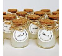 Bougie parfumées - 48 PCS lot de bougies MERCI - Cire de soja naturel | Petit cadeau invites mariage, bapteme, anniversaire, bougie noel, cadeau nounou - Alternative dragees mariage | TE Whaka (48)