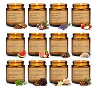 Bougie Parfumées, Lot de 12 Bougies Parfumées, 100% Naturelle Cire de Soja 300 Heures Brûlantes, Coffret Cadeau Femme de Bougies Parfumées, Noël/Fête des Mères/La Saint-Valentin/Anniversaire