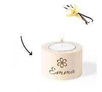 Bougie personnalisable VANILLE - Bougie decorative avec couvercle bois à graver avec Texte & Logo [ Bougie parfumées longue durée ]