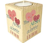 Bougie personnalisée AESH - Porte Bougie en bois personnalisé avec le prénom de l'enfant - Cadeau pour remercier l' accompagnant d'élève en situation de handicap - personnalisable école (Bouj.65 AESH)