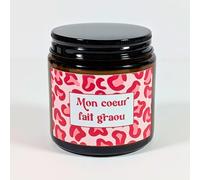 Bougie personnalisée Graou leopard | Cadeau maman noel, mamie, demande marraine, merci | Bougie parfumées - Cadeau personnalisé | Cire de Soja 100% naturelle - 25H | TE Whaka (Mon coeur fait graou)