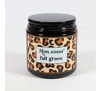 Bougie personnalisée Graou leopard | Cadeau maman noel, mamie, demande marraine, merci | Bougie parfumées - Cadeau personnalisé | Cire de Soja 100% naturelle - 25H | TE Whaka (Mon coeur fait graou)