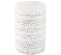 Bougie Pilier Embossée "Graphic Ethnic" 10cm Blanc Blanc G
