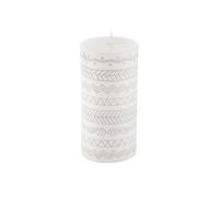 Bougie AC-Deco Bougie pilier - Graphic ethnic - D 7 cm x H 13,5 cm - Blanc