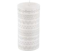 Bougie AC-Deco Bougie pilier - Graphic ethnic - D 7 cm x H 13,5 cm - Blanc