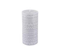 Bougie Pilier Embossée "Graphic Ethnic" 13cm Gris Clair