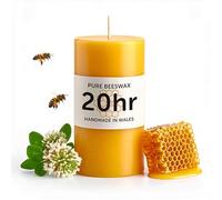 Bougie pilier en cire d'abeille pure durée de combustion 20 heures - Fabriquée à la main au Pays de Galles
