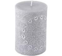 Bougie pilier - Graphic ethnic - D 7 cm x H 10 cm - Gris Gris G