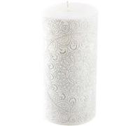 Homéa, Bougie Pilier Motif Mandala Ø7 x H14 cm Graphic Ethnic Blanc
