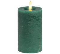 Bougie pilier LED en cire véritable avec fonction minuterie et télécommande - Bougie flamme vacillante réaliste blanc chaud Ø 7 x 12 cm - Bougie électrique verte comme décoration de table confortable