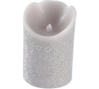 Bougie Pilier LED "Mandala" 11cm Gris Clair