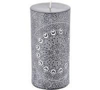Homéa, Bougie Pilier Motif Mandala Ø7 x H14 cm Graphic Ethnic Noir
