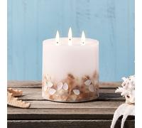 Bougie Pilier TruGlow® à 3 Mèches Décorée de Coquillages