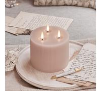 Bougie Pilier TruGlow® Rose Striée à 3 Mèches