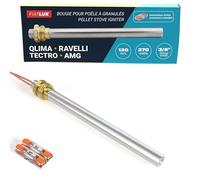 Bougie Poêle à Granulés compatible avec Ravelli/Tectro/AMG - 130/140mm / 270W - Filetage 3/8 - Garantie 2 ans