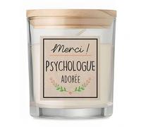 Bougie Psychologue Merci Adorée | Candle | Idée Cadeau Thérapeute du comportement Original Travail Départ Collègue Retraite Anniversaire Noël
