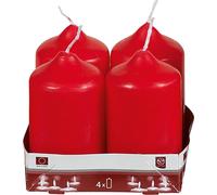 Bougie ronde 9xØ5cm rouge 4 packs