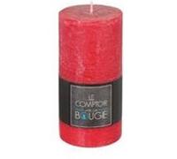Bougie ronde effet rustique - D 7 x H 14 cm - Rouge