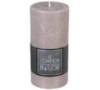 Bougie ronde effet rustique - D 7 x H 14 cm - Taupe Beige