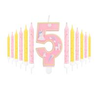 bougie rose 5e anniversaire, fille 5e anniversaire décorations,numéro 5 bougie pour gâteau, bougies de fête, bougies roses gâteau jaune décor de fête d'anniversaire, douches de bébé supplies