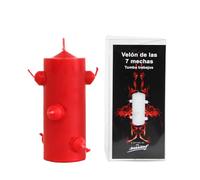 Bougie rouge 7 mèches pour rituels de propreté, d'amour et de force • 16 cm de haut x 5,5 cm de large • Bougie ésotérique puissante pour passions, protection et coupes énergétiques