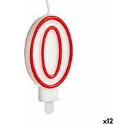 Bougie Rouge Blanc Anniversaire Payer 0 (12 pièces)