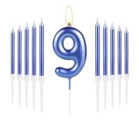 Bougie Royal Blue Happy 9th Birthday Light Number 9 Bougie d'anniversaire pour gâteau Décoration d'anniversaire pour fille et garçon