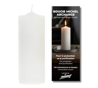 Bougie San Michel Arcange de protection et purification - bouclier autour de l'aura - blanche, 5,5 x 14 cm - tradition dévotionnelle populaire - Las Velas de Mariano
