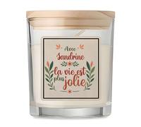 Bougie Sandrine la vie est plus jolie | Candle Cadeau Fête des Mères Anniversaire Soeur Noël Tata Marraine