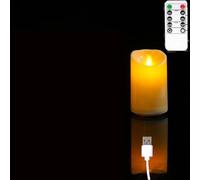 Bougie sans flamme à LED rechargeable, nouvelle lampe de bougie en plastique de télécommande de charge USB pour mariages, églises, rassemblements et bars (12,5 cm)