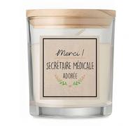 Bougie Secrétaire Médicale Merci Adorée | Candle | Idée Cadeau Assistante de santé Original Travail Départ Collègue Retraite Anniversaire Noël