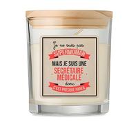 Bougie Secrétaire Médicale Superwoman | Candle | Idée Cadeau Assistante médicale Original Travail Départ Collègue Retraite Anniversaire Noël