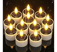 Bougie Solaire LED Rechargeable, Lot de 12 Imperméable Fausse Bougies à LED Flamme Vacillante Bougie Decorative Electrique Décoration de Extérieur Jardin Patio Fête