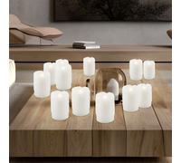 Bougie LED Lampe de décoration Lumière de bougie Bougie en plastique Pile, interrupteur, 0,6 watt, DxH 5x7,5 cm, set de 12 pièces