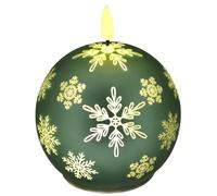 Bougie sphérique LED en verre avec motif flocon de neige et minuterie - 10 cm - Bougie LED électrique blanc chaud - Décoration de l'Avent - Couronne de l'Avent - Décoration de Noël - Saint-Valentin