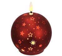 Bougie sphérique LED en verre avec motifs étoiles et minuteur 10 cm Bougie LED électrique blanc chaud Lumières décoratives Bougies de l'Avent, couronne de l'Avent, couronne de Noël, Saint Valentin