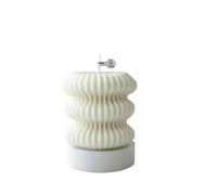 Bougie sphérique parfumée à rayures blanches pour décoration d'intérieur (blanc, petite taille)