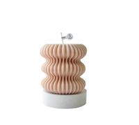 Bougie sphérique parfumée à rayures blanches pour décoration d'intérieur (rose, petite taille)