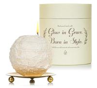 Bougie spirale en cire d'abeille non parfumée, sphère creuse unique beige, combustion 4h, cire de soja et minérale, bougie décorative cool pour décoration d'intérieur, 283,5 g