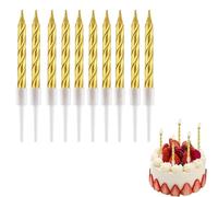 Bougie Spirale Gâteau,50 pièces Bougie Anniversaire,Bougies de Petit Gâteau Fines Courtes pour Décoration Mariage Élégante Anniversaire Adulte Cupcake,Décoration Pâtisserie(Or)