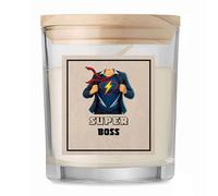 Bougie Super Boss | Candle| Idée Cadeau Anniversaire Famille Travail Départ Collègue Retraite Noël
