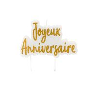 Bougie sur pique joyeux anniversaire dorée pailletée 8 x 5 cm - Doré - Taille Unique