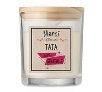Bougie Tata Merci Géniale | Candle | Idée Cadeau Tatie Tante Original Anniversaire Fête Famille Amour Noël