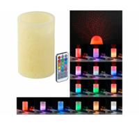 Bougie télécommandée en cire avec LED à couleur changeante et projecteur laser Lunartec